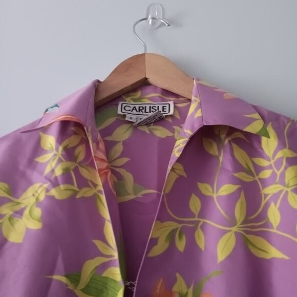 Carlisle Vintage Purple Floral Silk Blouse 6 - Picture 3 of 11